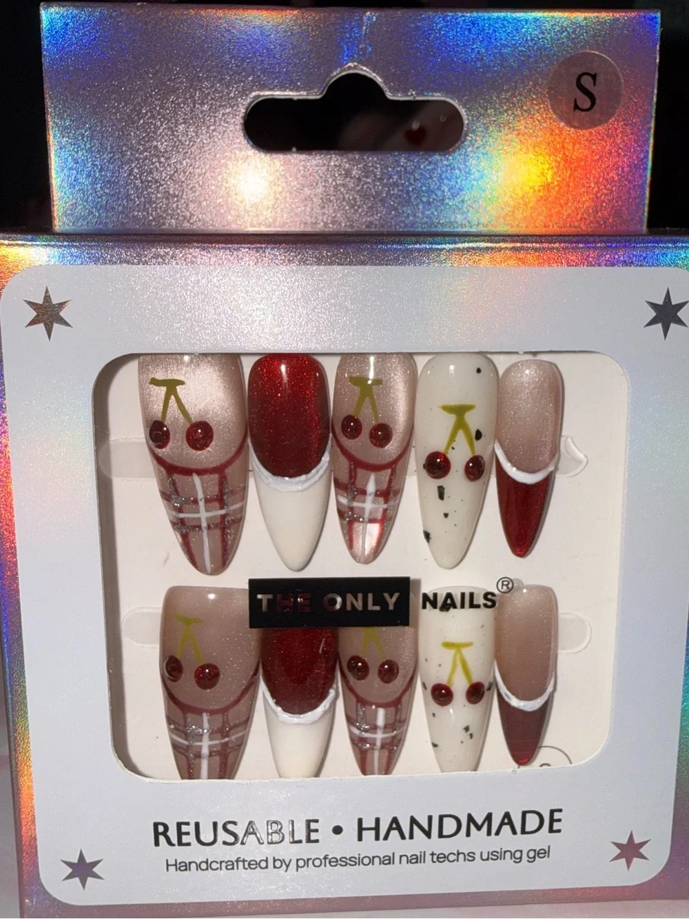 The Only Nails Handmade Resuable Cherry Design Press On Nails (Small)
